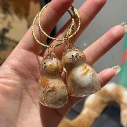 6pcs Transparent Cat Hair Storage Box Cat Hair Storage Capsule Keychain (Not Include Cat Hair)