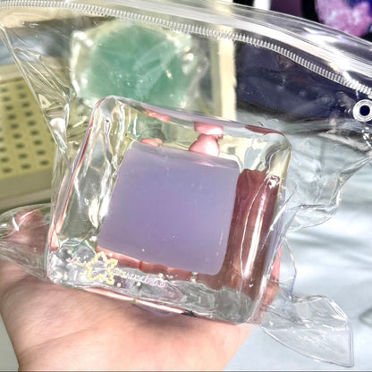250g Handmade Transparent Ice Cube Taba Squishy Toy (flowing Liquid in The Middle)