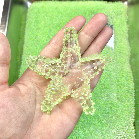 Transparent Starfish with Green Beads