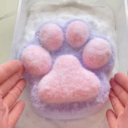 800g Big Cat's Paw Handmade Silicone Squishy Toy with Flocking/Clear Sand