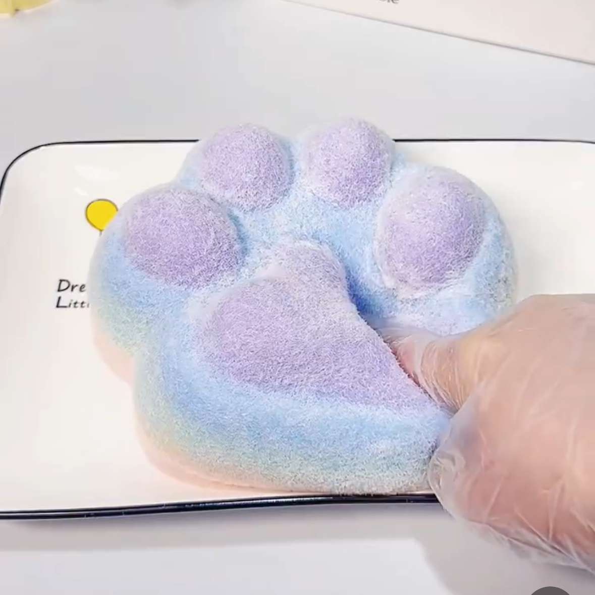 800g Handmade Silicone Large Rainbow Cat's Paw with Flocking