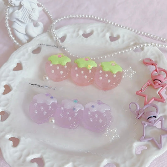 3pcs Mini Transparent Strawberry Taba Squishy Toy
