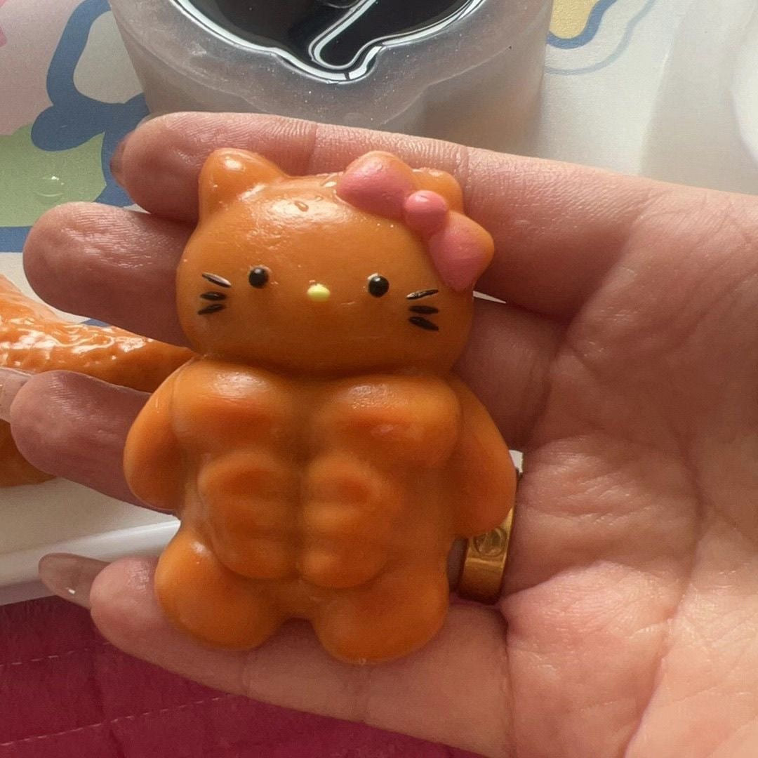 Handmade Silicone Muscle Kitty Stress Relief Squishy Toy