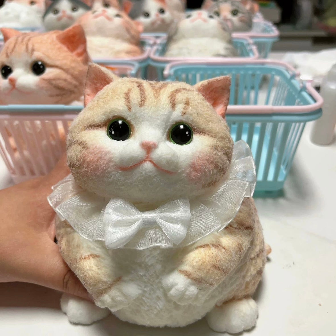 1000g Handmade Silicone Big Kitty Cat Stress Relief Toy with Flocking