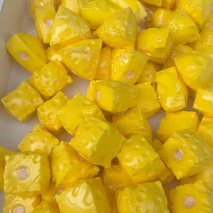 2pcs Mini Crunchy Cheese Handmade Stress Balls Bead & Clay Base (2pcs Square + Triangle)