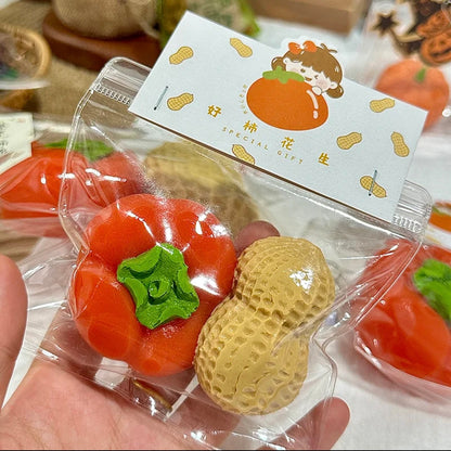 2pcs Persimmon & Peanut Taba Squishy Toy