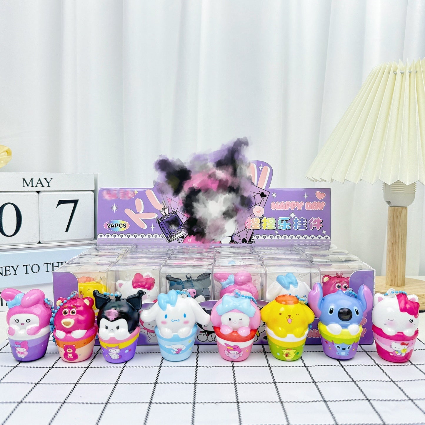 24pcs Mini Slow Rising Squishy Bread/Crybaby/Crybaby/Labubu/Capybara/WAKUKU/Sanrio Keychians Stress Relief Decompression Toy (It Feels Hard)