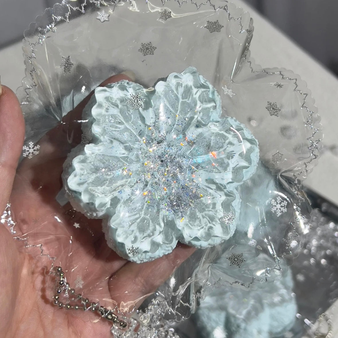 Transparent Snowflower Taba Squishy Toy