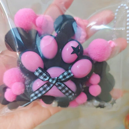 Handmade Silicone Cat's Paw Stress Relief Squishy Toy - Black & Pink