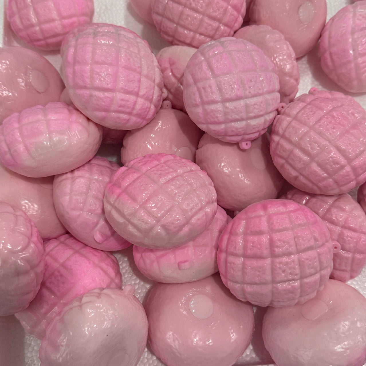 Pink Pineapple Bun Bead & Clay Base Handmade Stress Balls