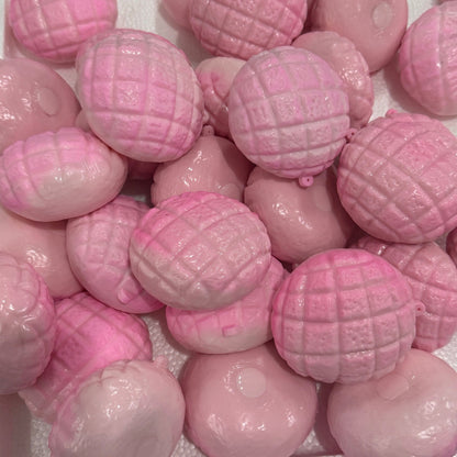 Pink Pineapple Bun Bead & Clay Base Handmade Stress Balls