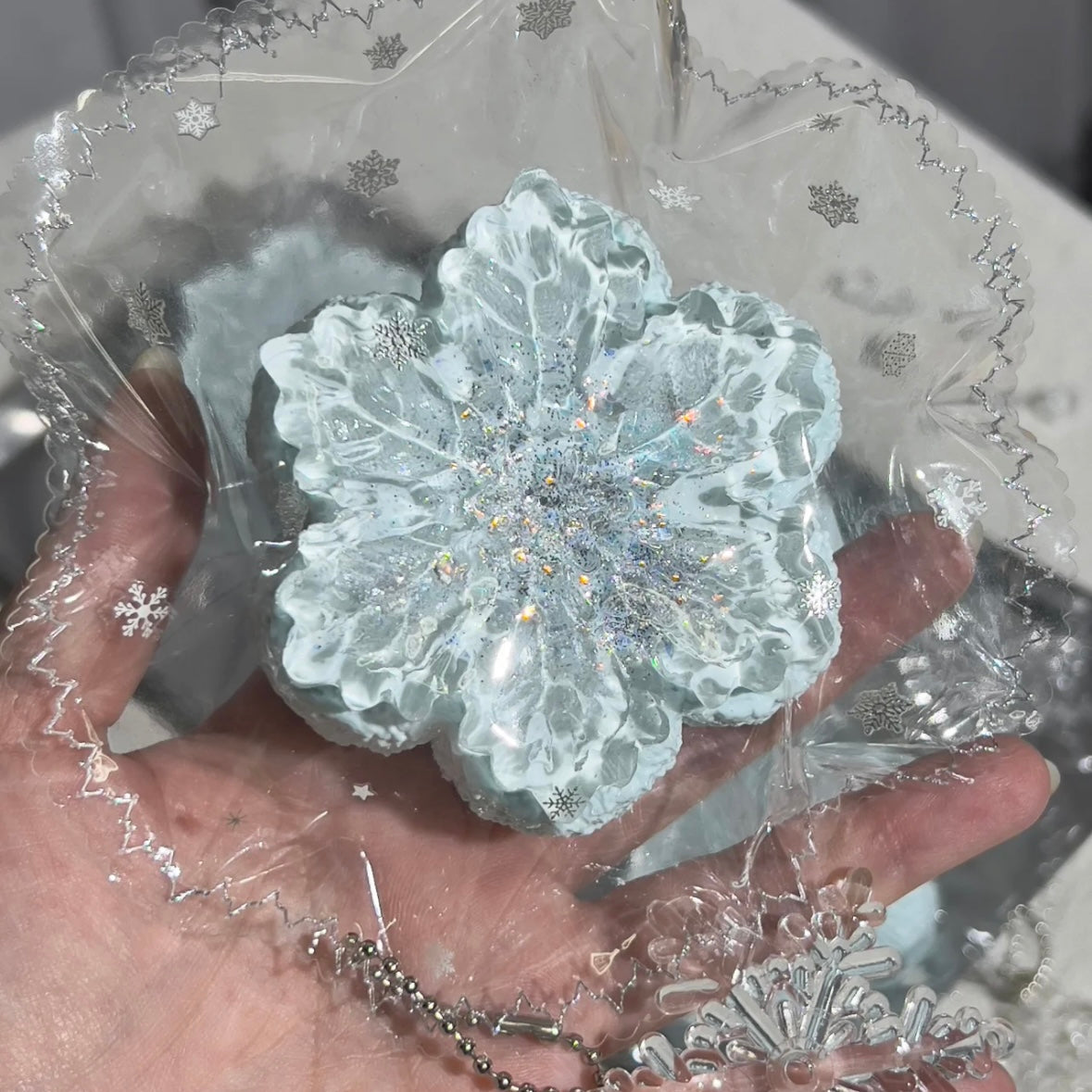 Transparent Snowflower Taba Squishy Toy
