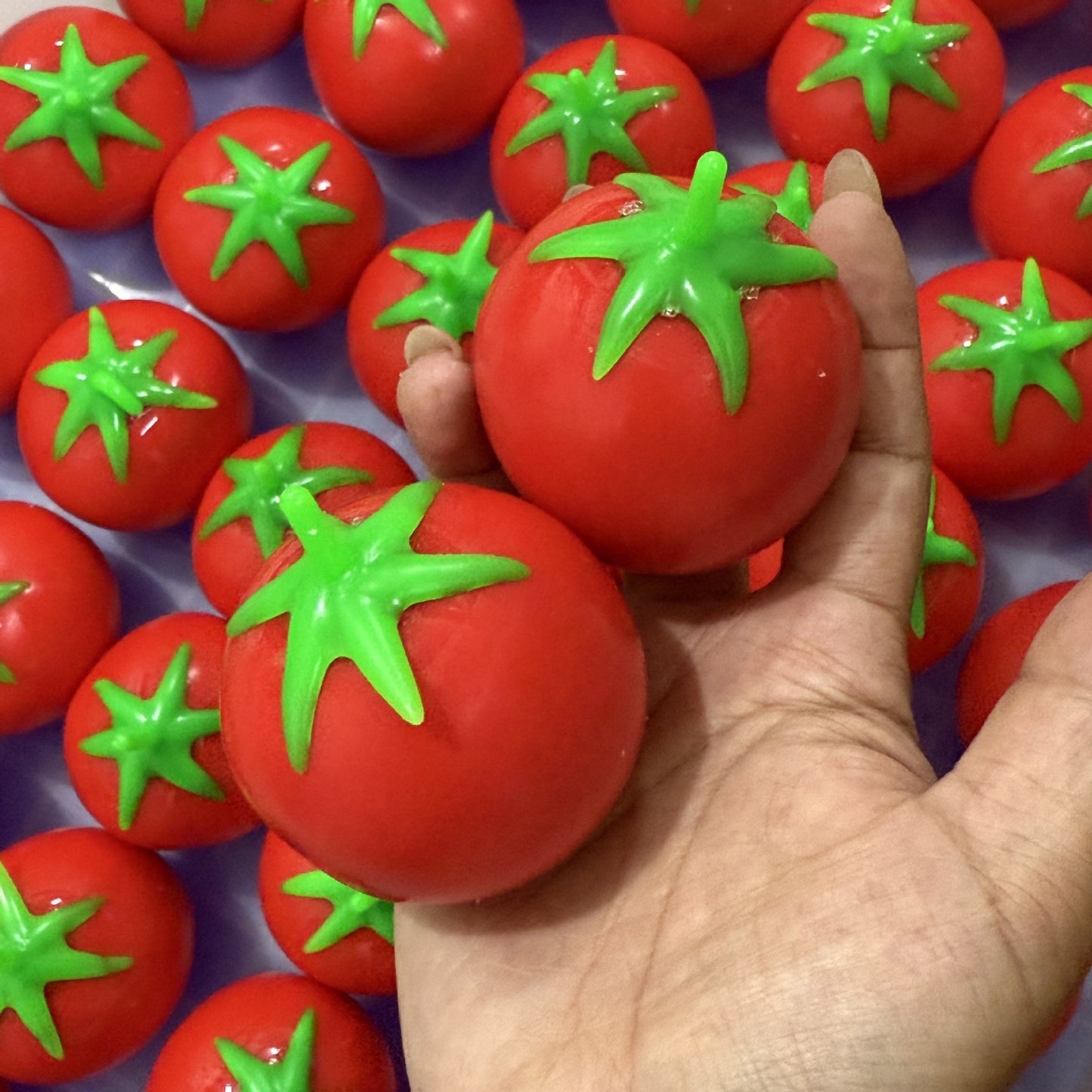 Crunchy Tomato Bead & Clay Base Stress Ball Squishy Stress Relief Decompression Toy
