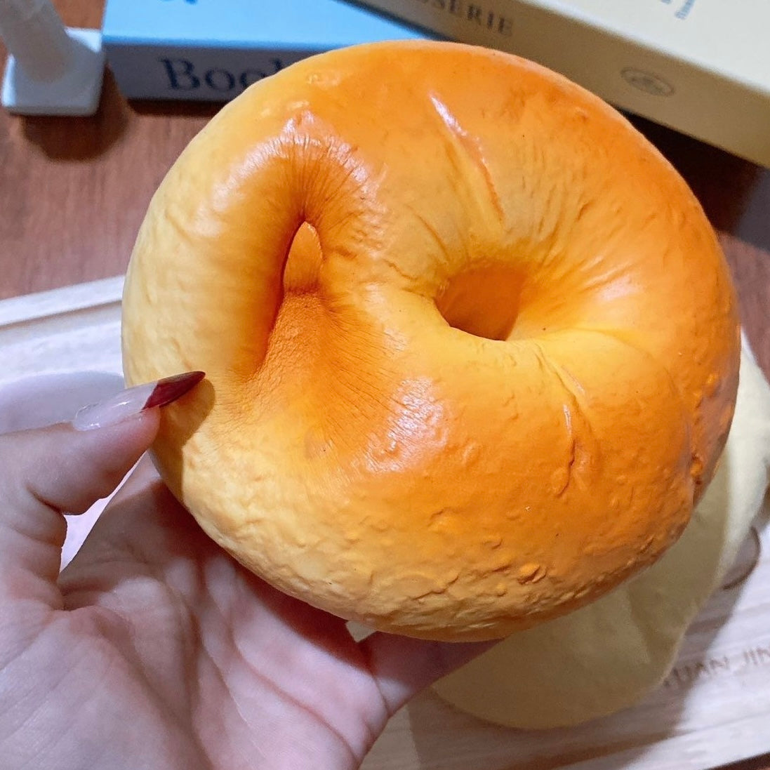 Slow Rising Bagel Squishy Super Soft Big Square Bread Stress Relief Decompression Toy