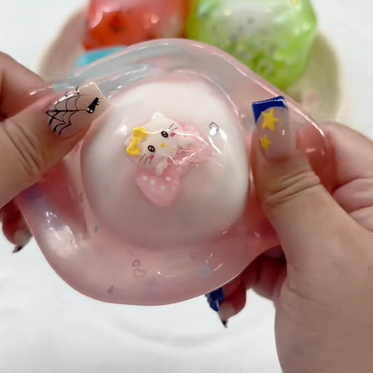 Pink Kitty Cat Cracking Ball Stress Ball Squishy Stress Relief Decompression Toy (Cracking Ball Cannot Be Restored)
