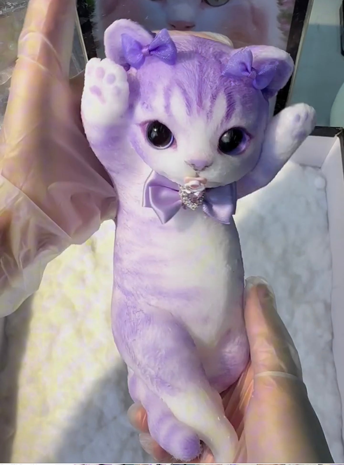 Handmade Silicone Blue Cat Stress Relief Squishy Toy (blue/purple)