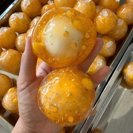 Mango Cracking Ball Stress Ball Squishy Stress Relief Decompression Toy Zip-tie Closure (Cracking Ball Cannot Be Restored)