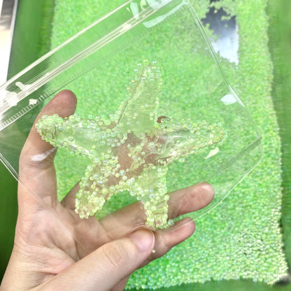 Transparent Starfish with Green Beads