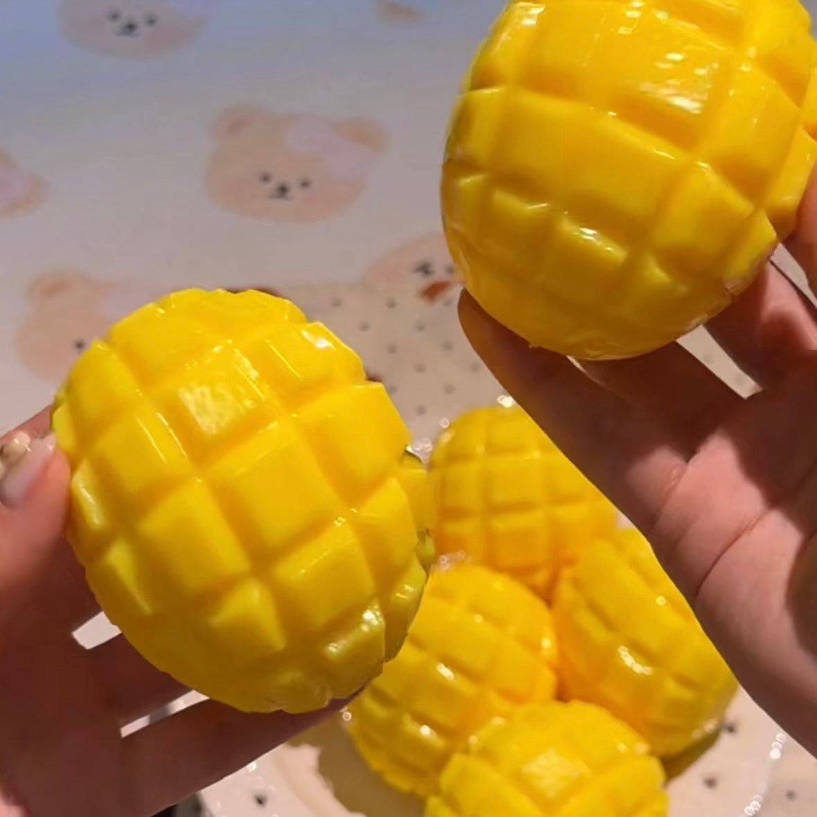 Crunchy Mango Pulp Bead & Clay Base Stress Ball Squishy Stress Relief Decompression Toy