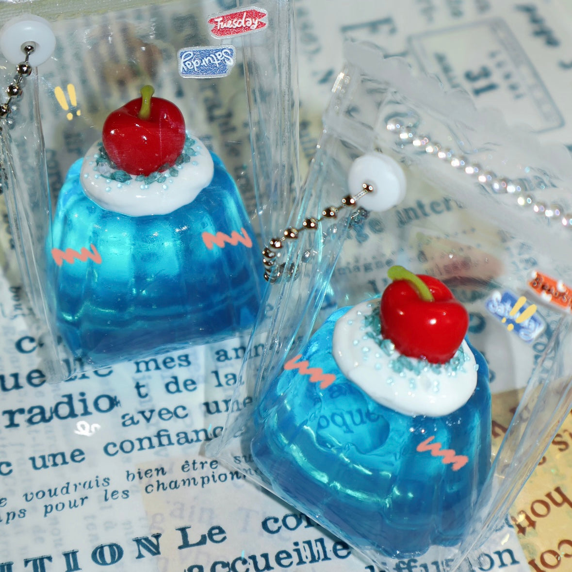 Handmade Transparent Blue Pudding Taba Squishy Toy