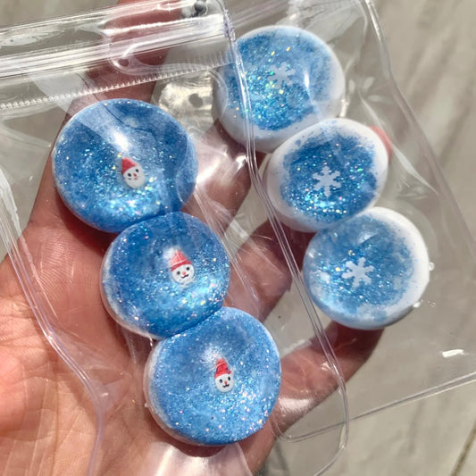 3pcs/6pcs/9pcs Transparent Snowman Snowflake Balls Taba Squishy Toy