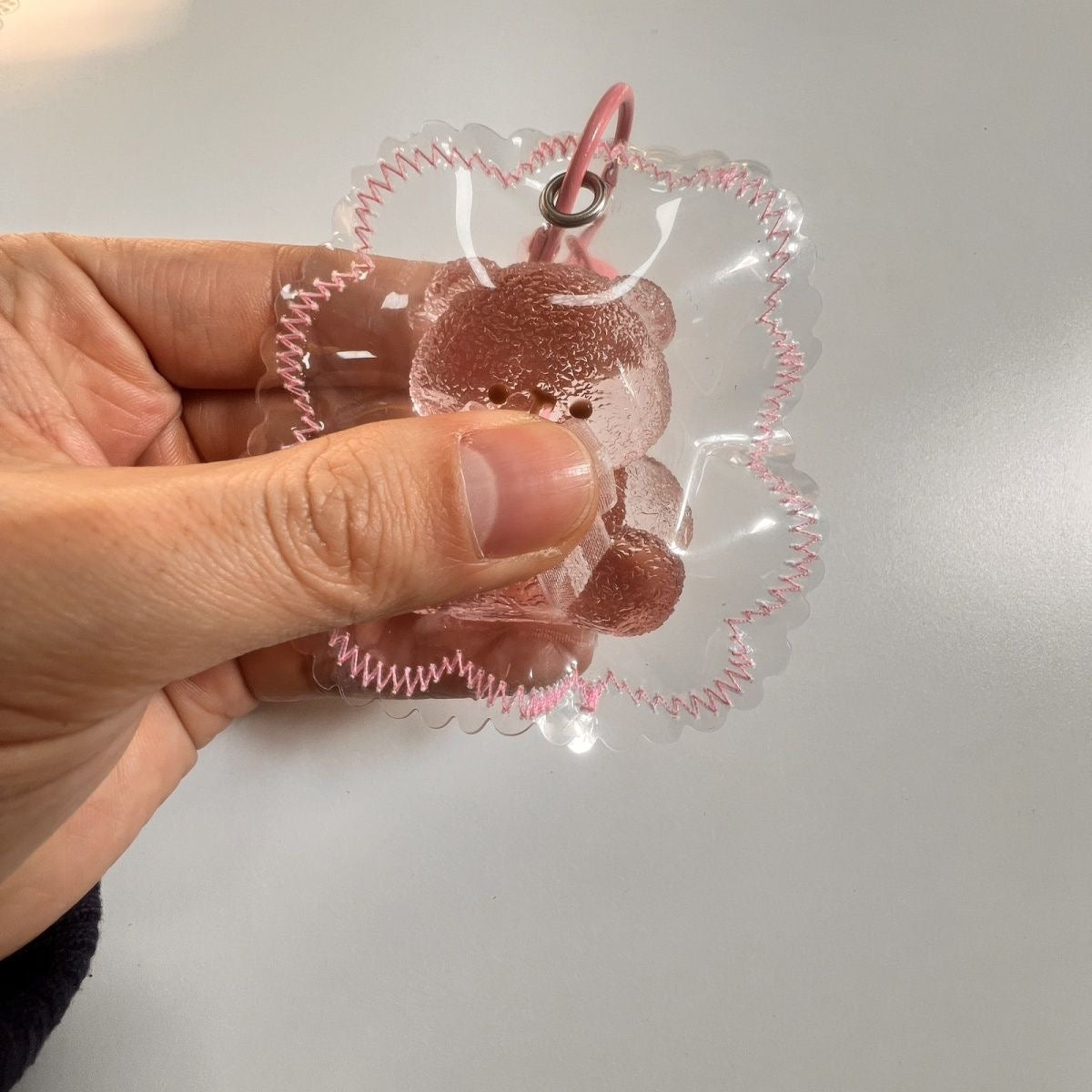 Transparent Pink Bear Taba Squishy Toy