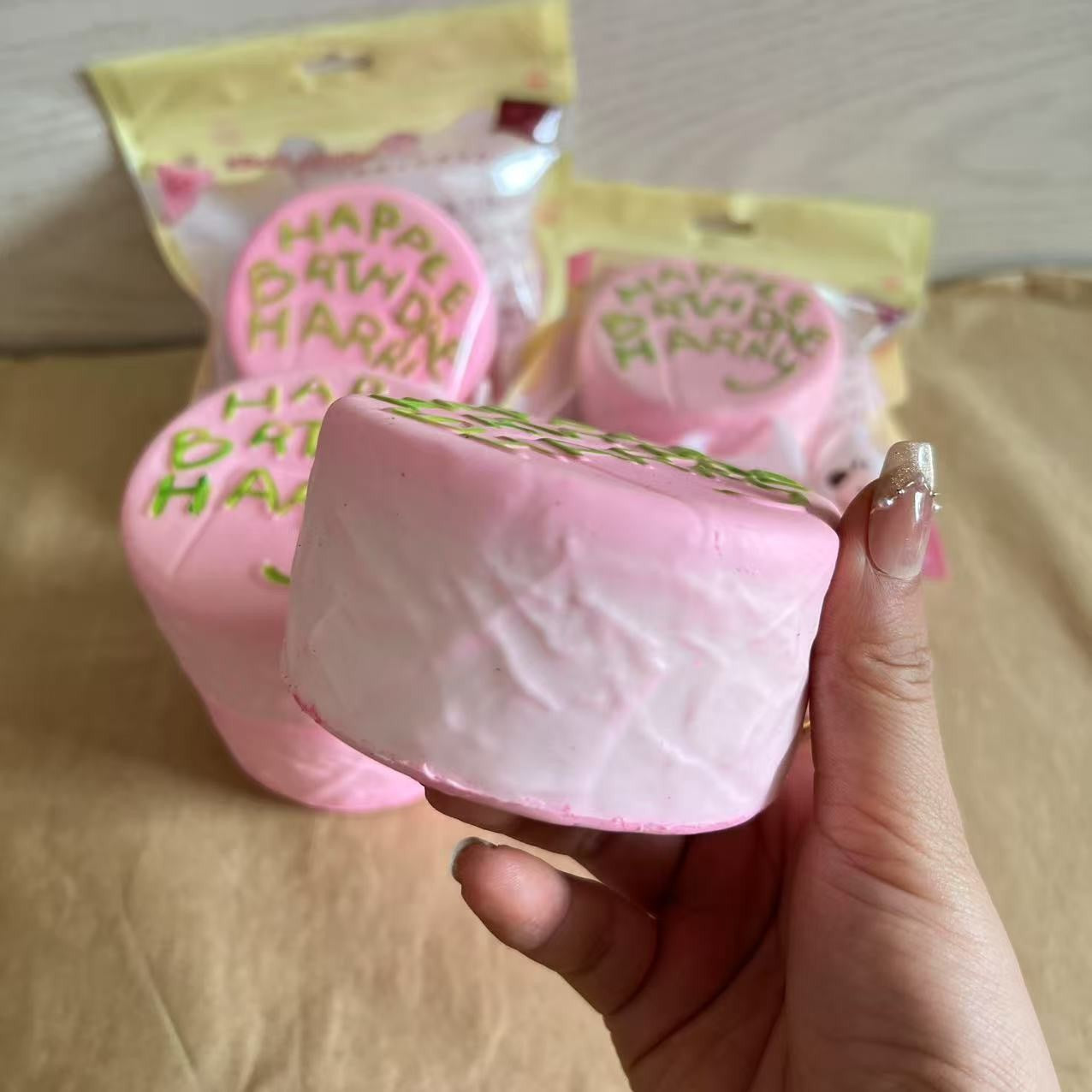 Slow Rising Squishy Pink Birthday Cake Stress Relief Decompression Toy