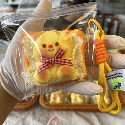 Handmade Silicone Bear & Toast Squishy Toy