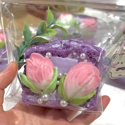 245g Handmade Purple Tulip Toast Taba Squishy Toy