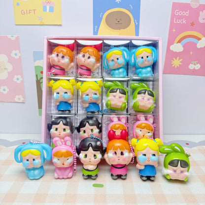 24pcs Mini Slow Rising Squishy Bread/Crybaby/Crybaby/Labubu/Capybara/WAKUKU/Sanrio Keychians Stress Relief Decompression Toy (It Feels Hard)