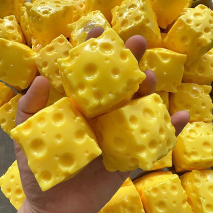 2pcs Mini Crunchy Cheese Handmade Stress Balls Bead & Clay Base (2pcs Square + Triangle)