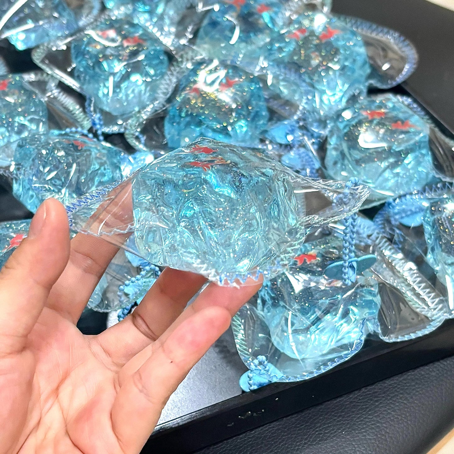 Transparent  Blue Goldfish Ice Cube Taba Squishy Toy