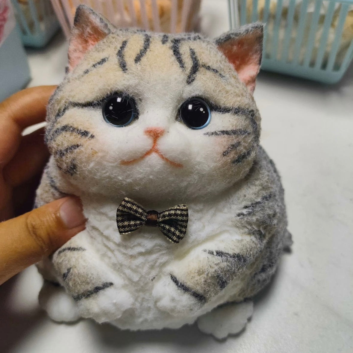 1000g Handmade Silicone Big Kitty Cat Stress Relief Toy with Flocking