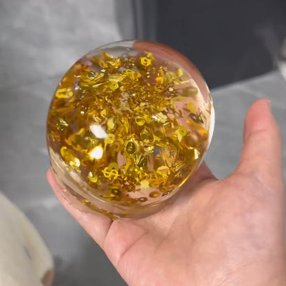 Handmade Transparent Gold Stress Ball Squishy Toy