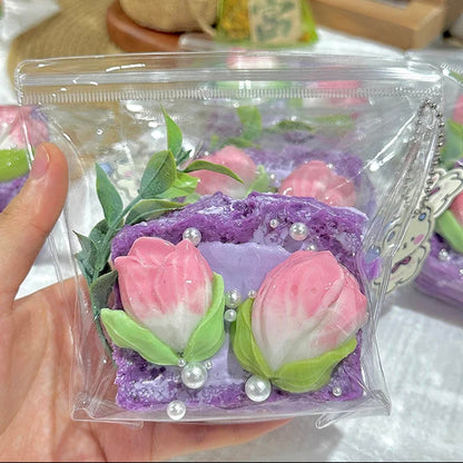 245g Handmade Purple Tulip Toast Taba Squishy Toy