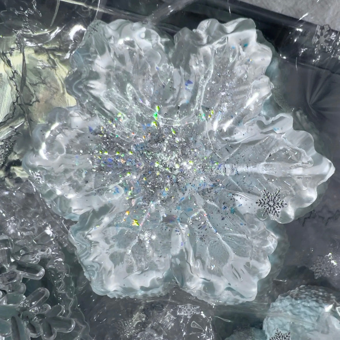 Transparent Snowflower Taba Squishy Toy