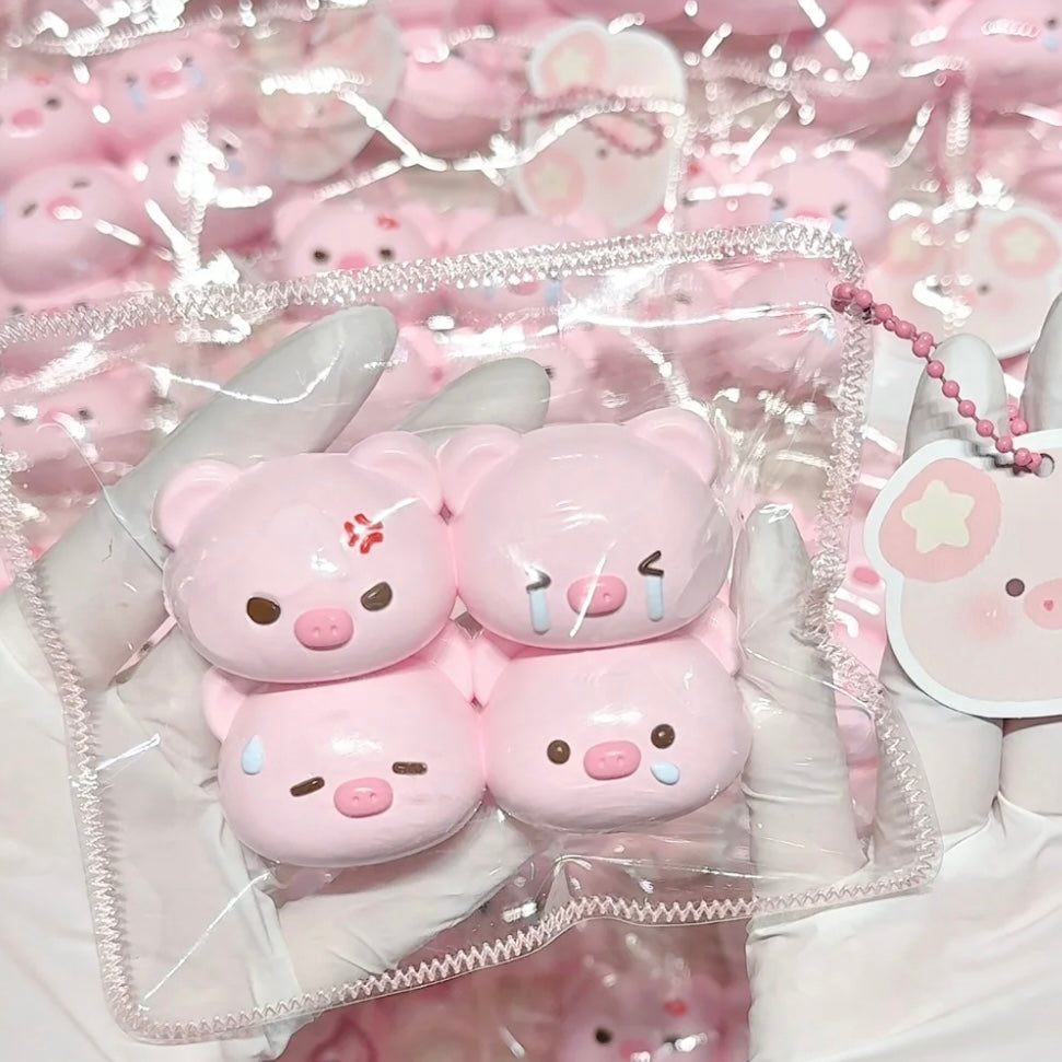 4pcs Pink Pigs Taba Squishy Toy