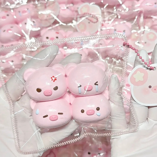 4pcs Pink Pigs Taba Squishy Toy