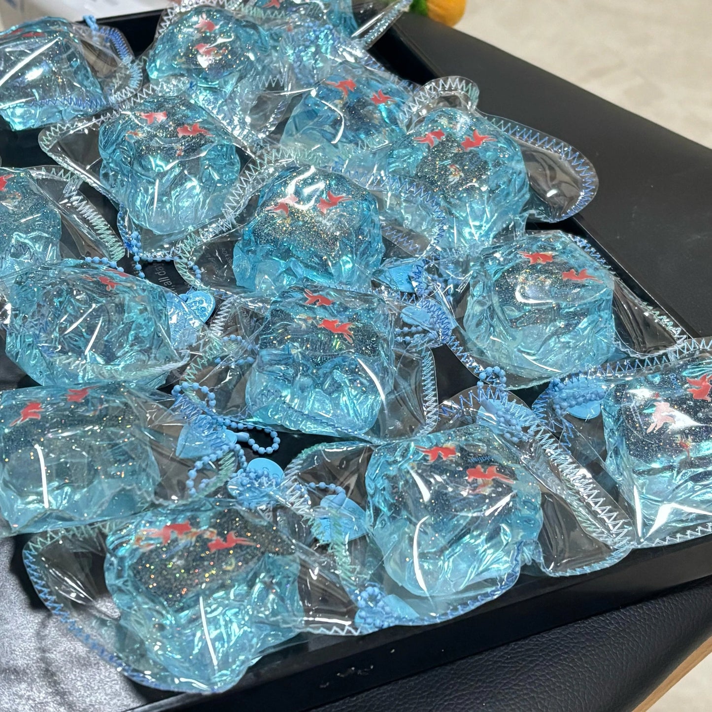 Transparent  Blue Goldfish Ice Cube Taba Squishy Toy
