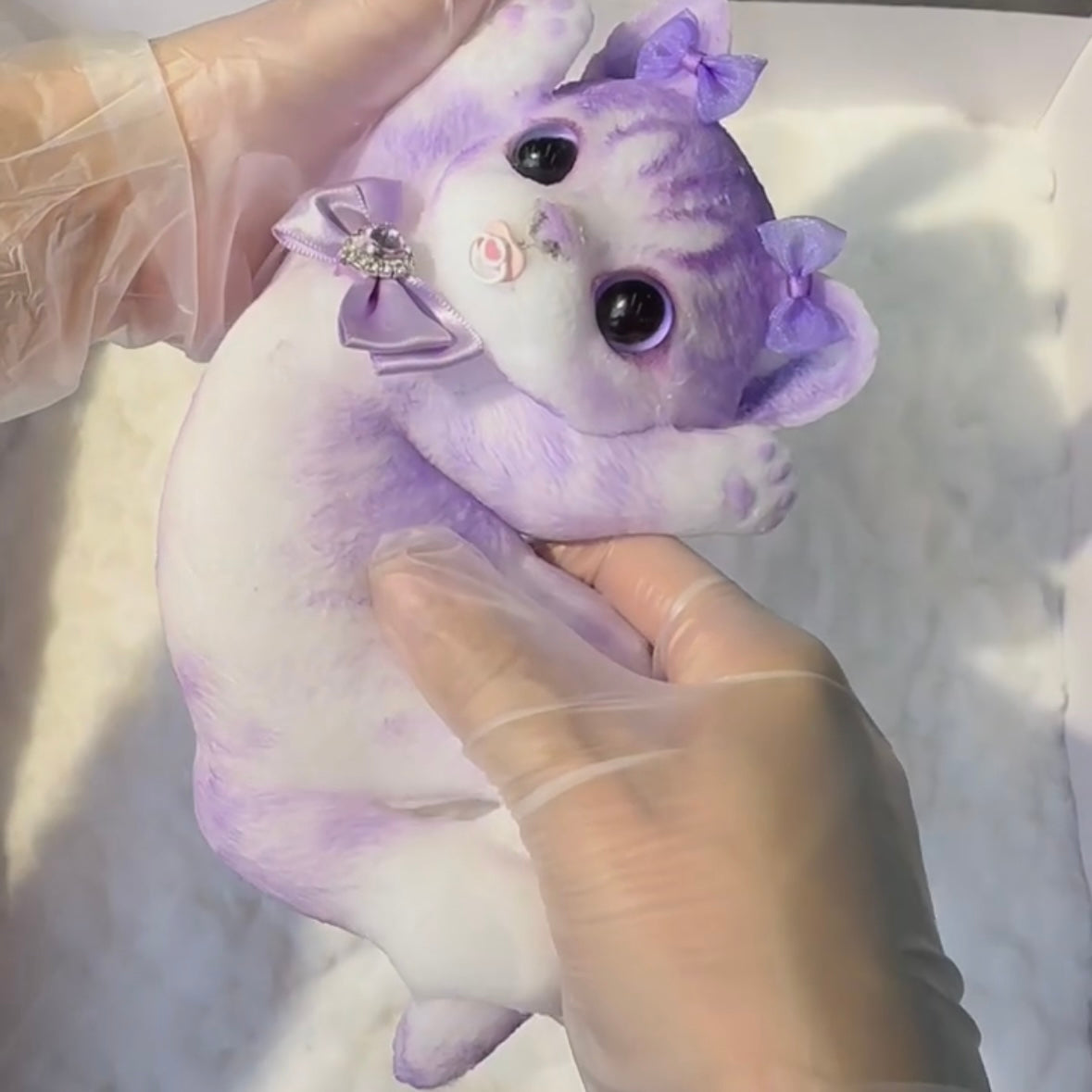 Handmade Silicone Blue Cat Stress Relief Squishy Toy (blue/purple)