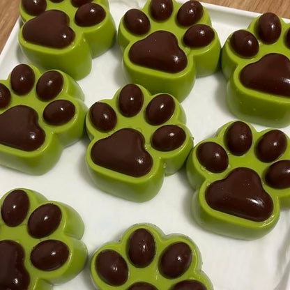 90g Handmade Silicone Matcha Chocolate Cat's Paw Squishy Toy