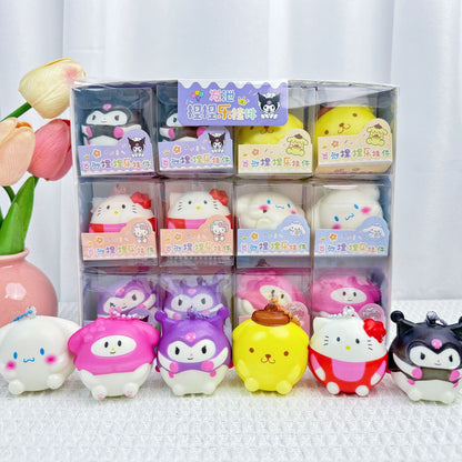 24pcs Mini Slow Rising Squishy Bread/Crybaby/Crybaby/Labubu/Capybara/WAKUKU/Sanrio Keychians Stress Relief Decompression Toy (It Feels Hard)