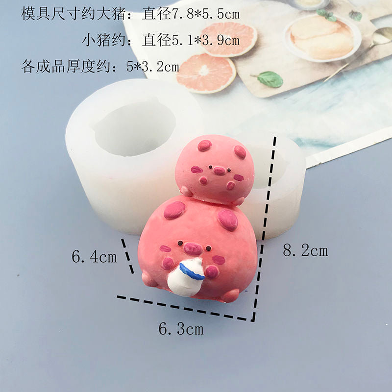 2pcs Pig Mold Silicone Squishy Mold