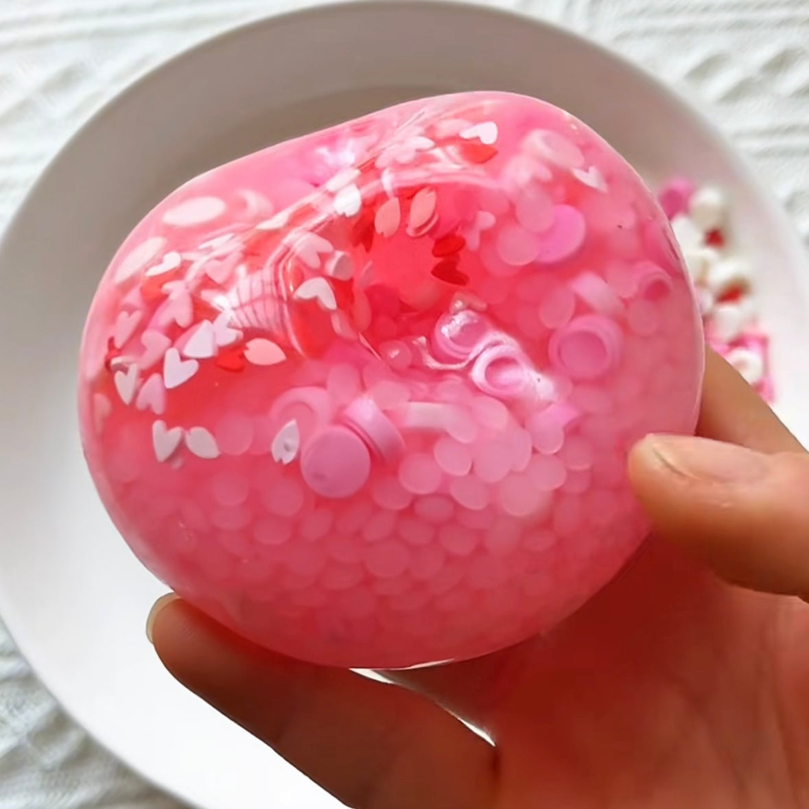 Handmade Pink & White Stress Ball