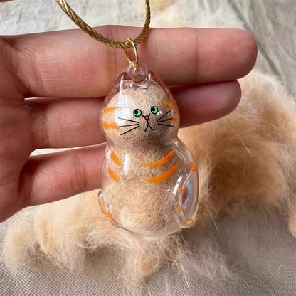 6pcs Transparent Cat Hair Storage Box Cat Hair Storage Capsule Keychain (Not Include Cat Hair)