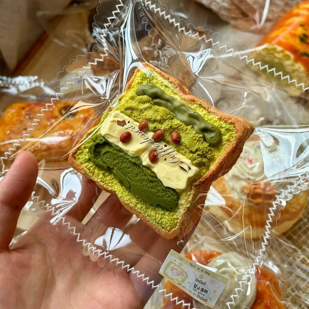 Handmade Matcha Toast Slices Taba Squishy Toy