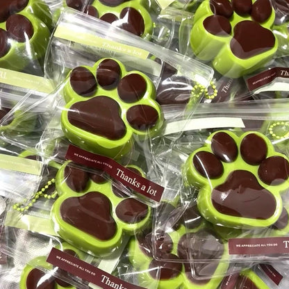 90g Handmade Silicone Matcha Chocolate Cat's Paw Squishy Toy