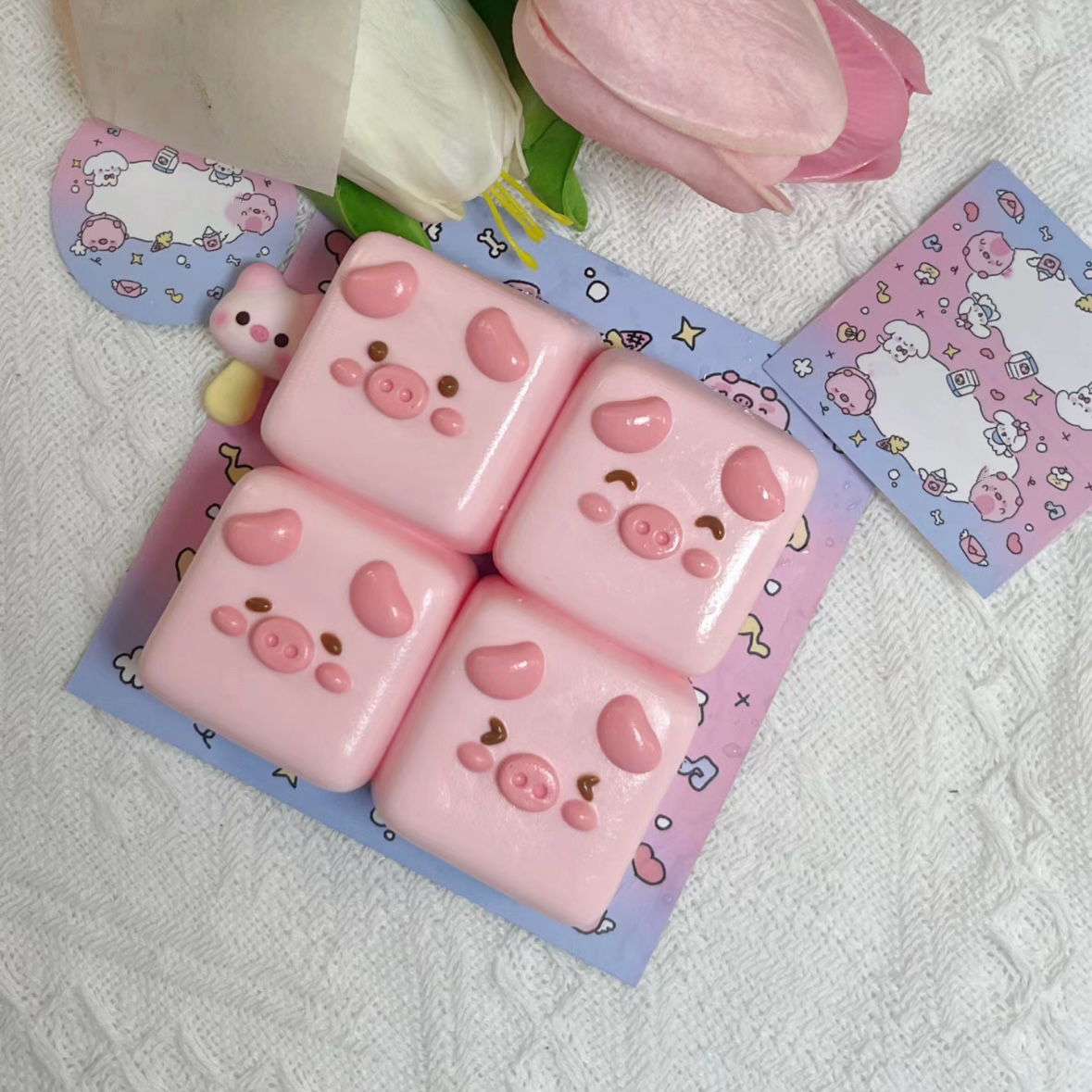 4pcs Handmade Silicone Little Pig Squishy Toy