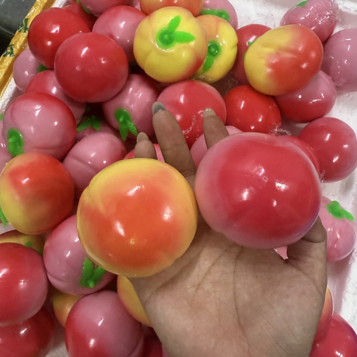 Peach Bead & Clay Base Stress Ball Squishy Stress Relief Decompression Toy