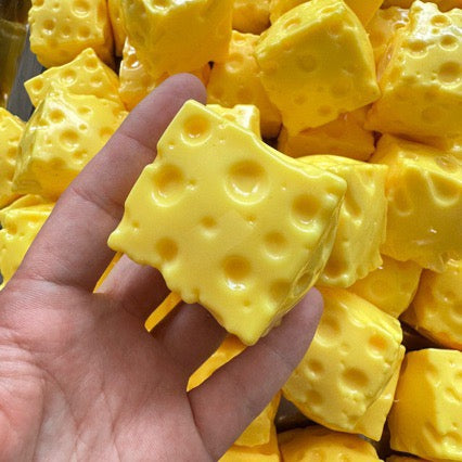 2pcs Mini Crunchy Cheese Handmade Stress Balls Bead & Clay Base (2pcs Square + Triangle)